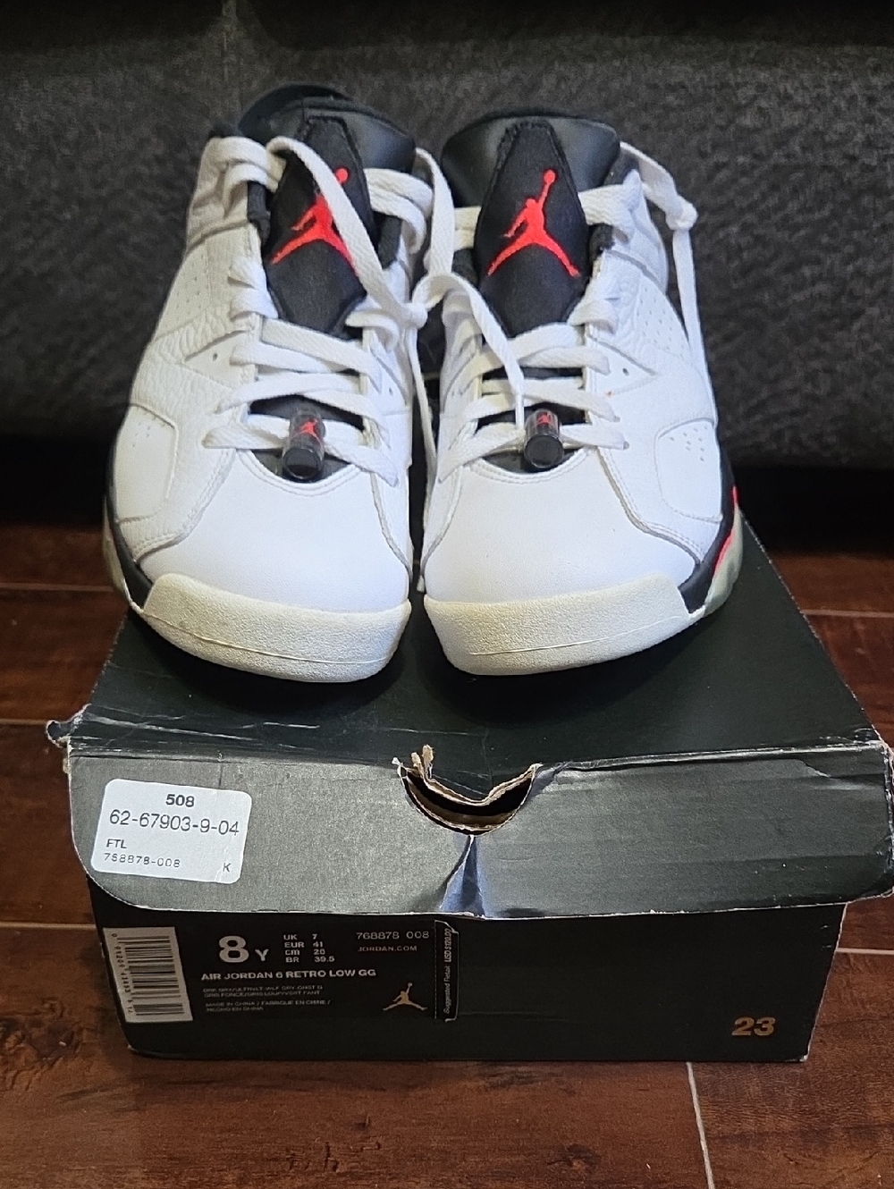 Jordan Men's White Black Red Athletic Shoes
